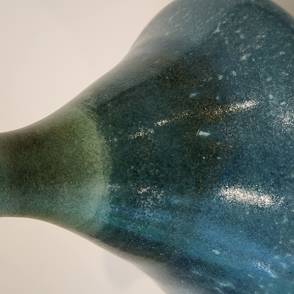 Signed OLEN HSU Studio Stoneware Pottery Hand-thrown Vase Ikebana Blue Green - Picture 3 of 7